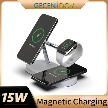 15W 5 1 Magnetinis Belaidžius Kroviklius iPhone 11 12 13 Pro Max Xiaomi Mi 9 10 Pro MIX 2S/3 Magnetas QI Greito Įkrovimo Stotis