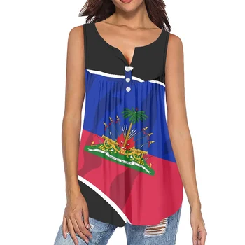 2022 Dizaino Vasaros Moterų Paplūdimio Viršaus Mažas Liemenė Rankovių Bako Viršuje Neprivaloma Spalvos Šiaurės Amerikos Haičio Modelio Spausdinimo drabužiai