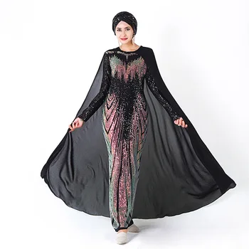 Artimųjų Rytų turkijos Moterų vakarinę Suknelę Saudo Arabijos Musulmonų Blizgančiais ilgomis Rankovėmis Maxi Suknelė Dubajaus Emyratų Kelionės Suknelė