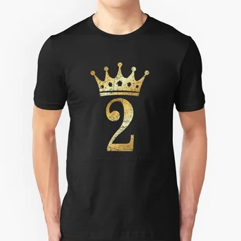 Crown Skaičius 2 - 2-asis Gimtadienis & Jubiliejų ( Senovės Aukso ) Vyrų T-Shirt Minkštas Patogus Viršūnes Marškinėlius Marškinėliai, Drabužiai Dvi 2