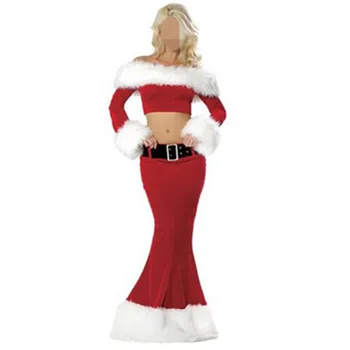 Fantazijos Kalėdų Kostiumai Moterims Raudona Seksualus Cosplay Kostiumų Kalėdų Grožio Suknelė Su Gobtuvu
