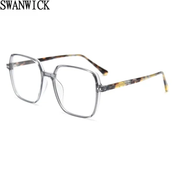 Swanwick vyrų tr90 aikštėje akinius moterims, skaidraus lęšio vyrų acetatas akinių rėmeliai optinis ponios pilka, skaidri, aukštos kokybės